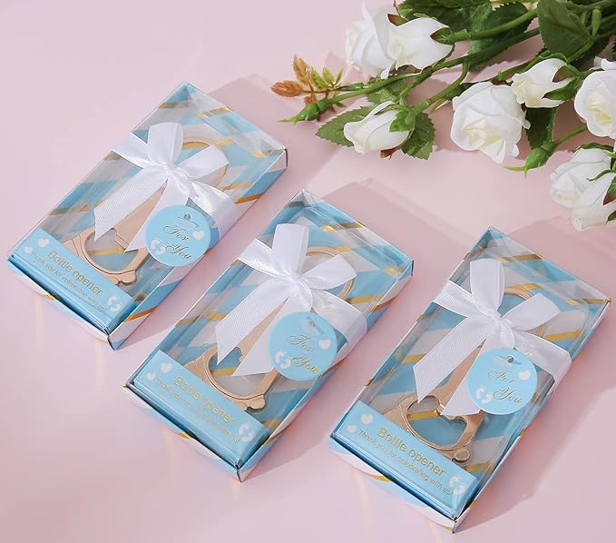 24 pcs Baby Shower Favors for Guest Bottle Opener Baby Shower Keepsake Baby Shower Return Gift for Guest Baby Shower Souvenir for Boy or Girl Baby Shower Decorations (Blue-3)