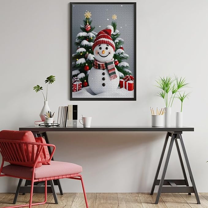 Wooden Puzzles for Adults 1000 Pieces, Christmas Winter Snowman, Each Piece is Unique and Perfectly Put Together, are Special Home Decorations, Fun Puzzles, Party Games, Family Toys