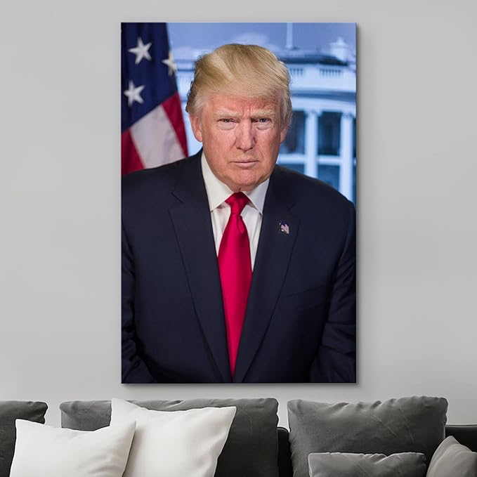 wall26 - Portrait of Donald Trump (45th President of The United States) - American Presidents Series - Canvas Wall Art Gallery Wrap Ready to Hang - 16x24 inches