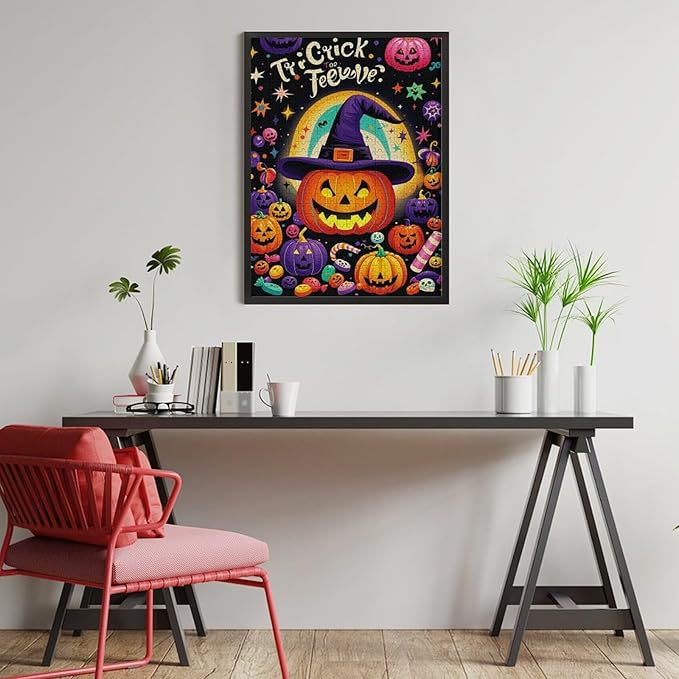 Jigsaw Puzzles for Adults 500 Piece - Halloween Pumpkins Wooden Puzzle，Family Puzzles，Educational Games，Challenge Puzzles Puzzle Games，Stress Relief Games