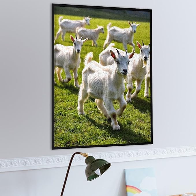 Adult Wooden Puzzle 1000 Pieces - Farm Baby Goats Theme Jigsaw Puzzles， Exquisite Art Design，for Puzzles Challengers and Enthusiasts，Puzzle Games for Children and Adults