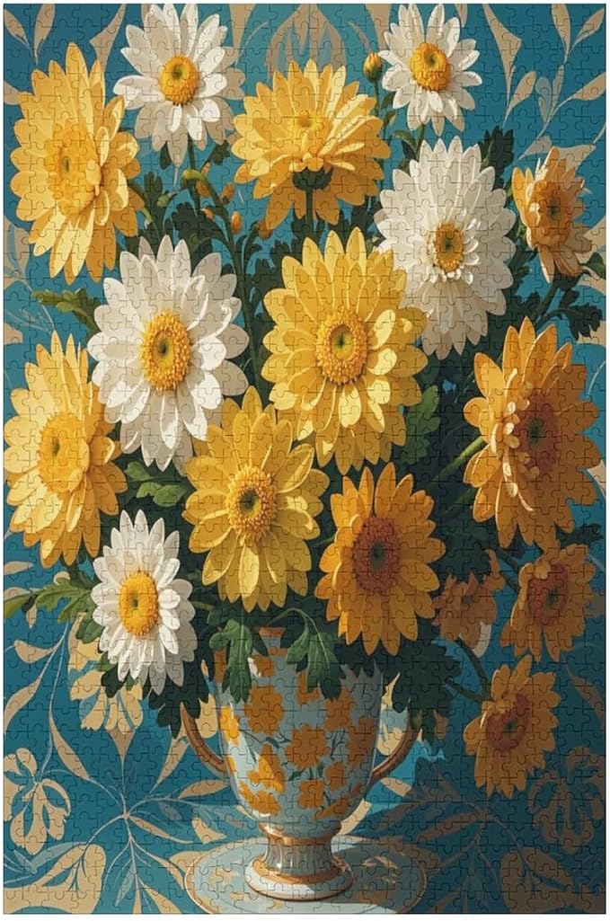 Jigsaw Puzzles for Adults 1000 Piece - Chrysanthemum Themed Wooden Puzzles，Puzzle Games Challenge Puzzles，Educational Games，Family Puzzles，Unique Gifts for Wall Art