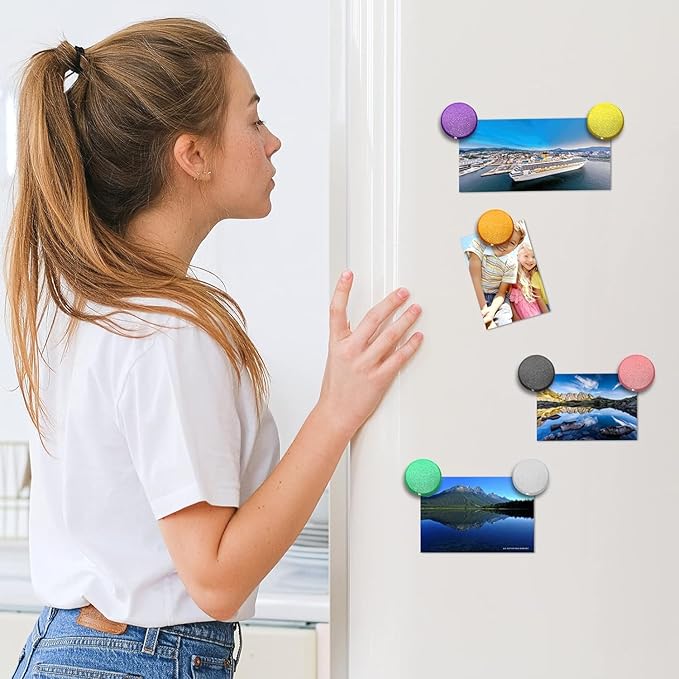 Qualsen Fridge Magnets, 50pcs Refrigerator Magnets, Small Magnet for Whiteboard, Mini Cute Magnet for Fridge, Locker, White Board, Kitchen, Office, Classroom (White)