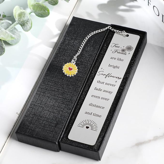 Friendship Gifts: Sunflower & Bookmark Gifts for Best Friends, Long Distance & Special Occasions