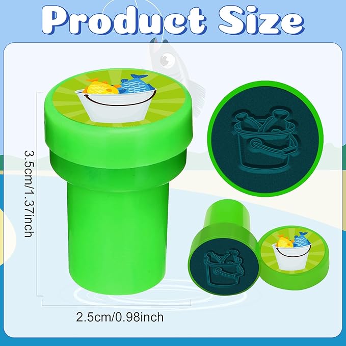 Cinrobiye 24 PCS Gone Fishing Party Stampers，Summer Fishing Birthday Favors for Boys Girls, Little Fisherman Party Supplies, Classroom Rewards, Goodie Bag & Pinata Fillers, Carnival Prizes