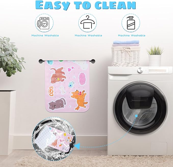 Baby Bath Mat for Tub Non Slip Kids Bathtub Mat Extra Long 40X16 Inch Toddler Bath Tub Shower Mat Anti Slip with Suction Cups & Drain Holes, Machine Washable (Cat Dog)