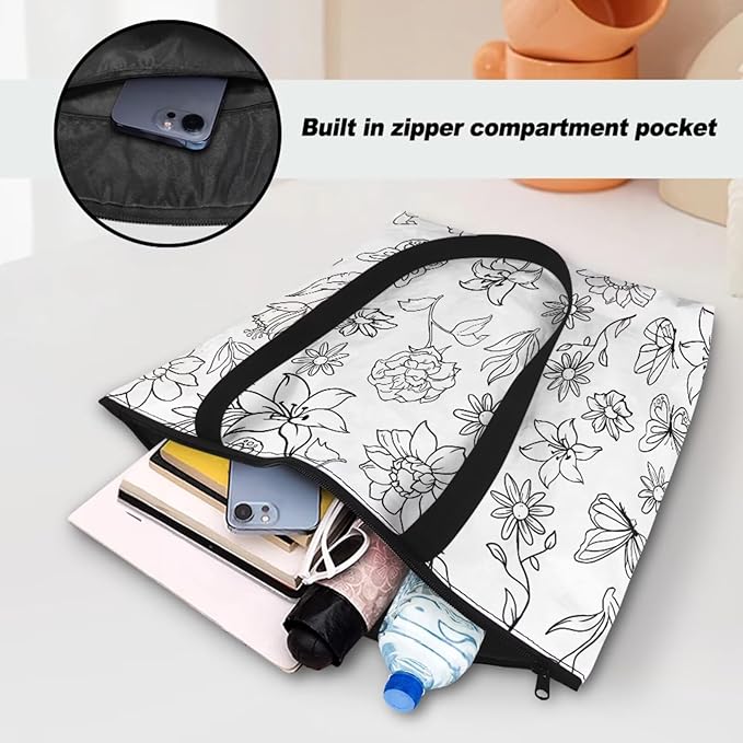Cartoon Animal Printed DIY Coloring Tote Bag Waterproof Paper Handbags for Women Large Travel Shoulder Bags Purses