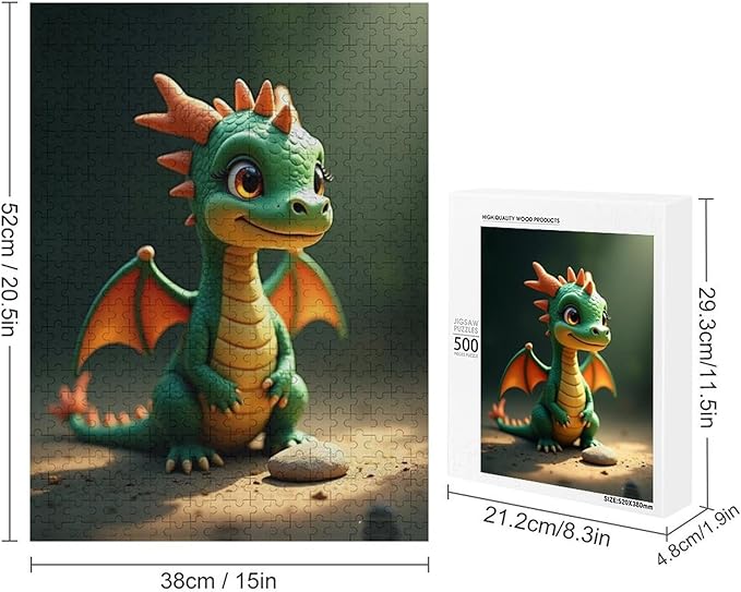 Wooden Puzzle - Green Dragon Jigsaw Puzzles，Wooden Puzzles for Adults 500 Pieces Challenge Puzzles，Educational Games，Family Puzzles，Unique Gifts for Wall Art
