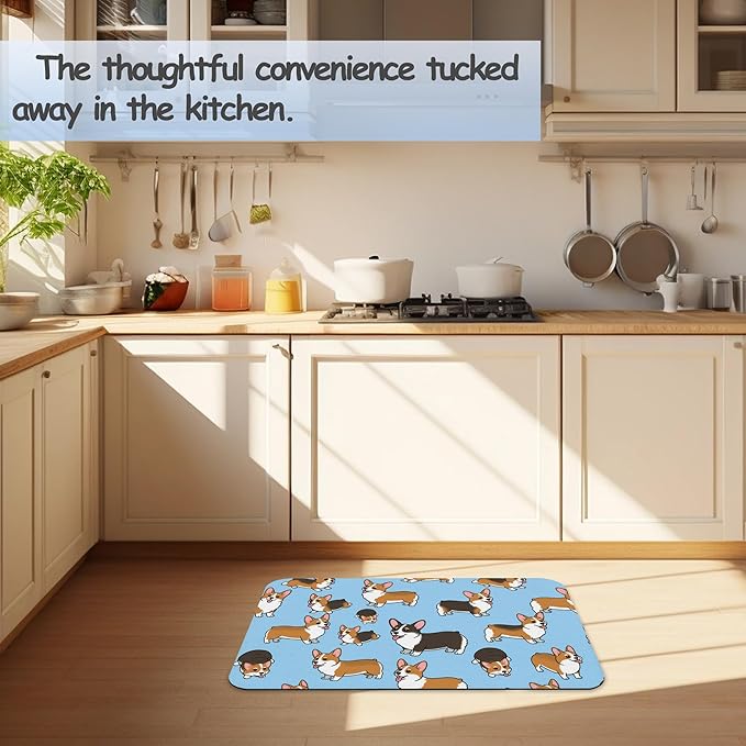 Cute Puppy Dog Bathroom Rug 29.5"x17",Quick-Drying Super Absorbent Diatomite Bath Mat with Non-Slip Backing, Thin Washable Bathroom Floor Mat Fits Under Door for Shower, Sink, or Tub