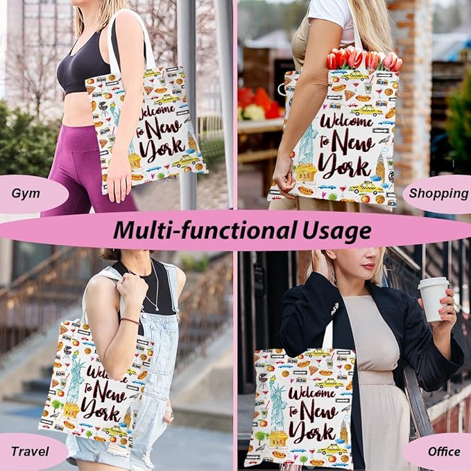 Jeilink New York Souvenirs and Gifts Beach Weekender Tote Travel Reusable Grocery Bags Girls Trip