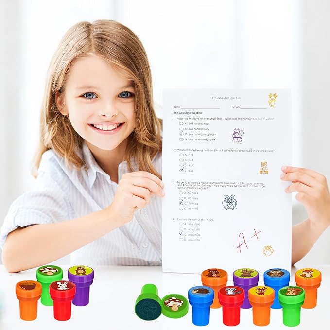 Cinrobiye 24 PCS Woodland Animals Party Stampers，Forest Creatures Birthday Favors for Boys Girls, Classroom Rewards, Carnival Prizes, Goodie Bag & Pinata Fillers, Woodland Party Supplies