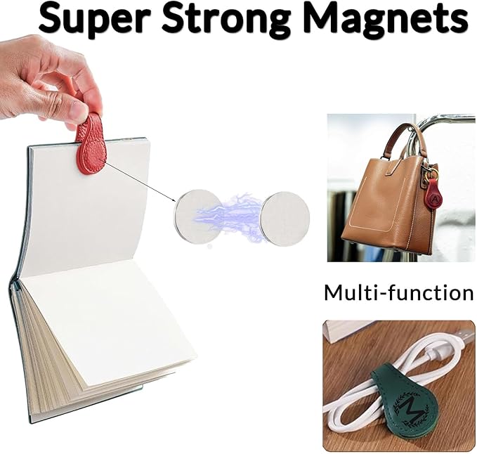 Magnetic Leather Bookmark with 26 Initial for Reading Women,Personalized Magnet Book Marks Gifts for Men,Book Lovers (Light Brown, R)