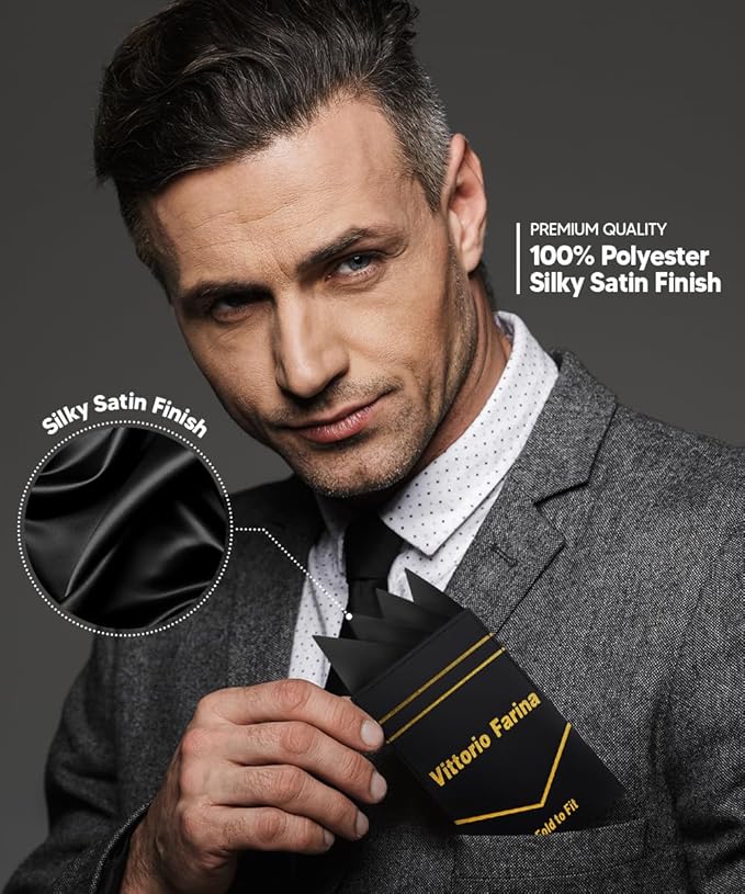 Premium Pre-Folded Four-Point Suit Pocket Square for Men with Sewn Pocket Fold