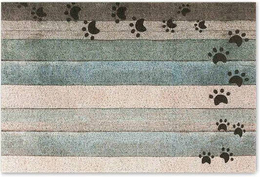 Darkyazi 23.6" x 35.4" Colorful Doormats Entrance Front Door Rug Funny Outdoors/Indoor/Bathroom/Kitchen/Bedroom/Entryway Floor Mats，Non-Slip Polyvinyl Chloride (Dog Paw Print-Water Green)