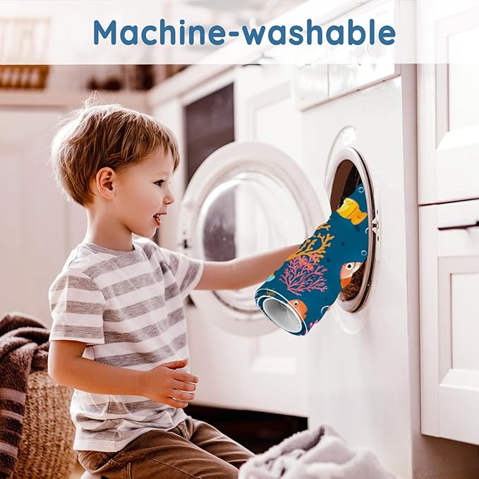 LNOND Bath Mat for Tub for Kids, Boy Toddler Bathtub mat Non Slip, Ocean Fish Kids Bath Mats for Bathroom Non Slip with Drain Holes and Suction Cups,Machine Washable (40 X 16 Inch)