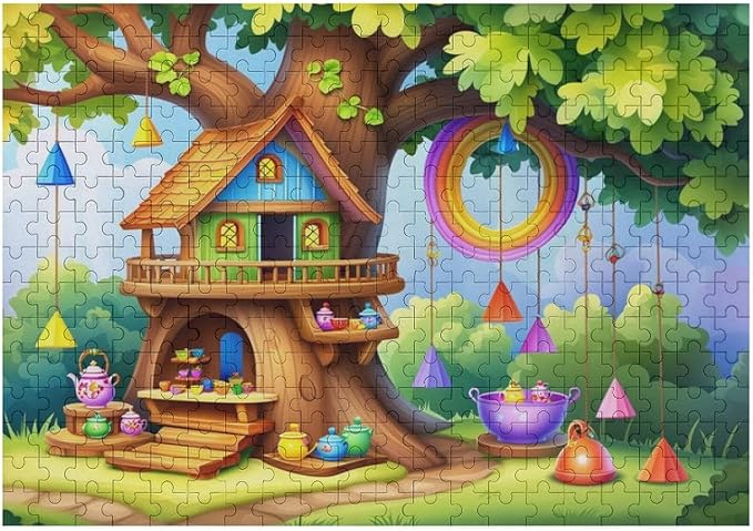 Wooden Puzzle - Fantastical Treehouse Escape Jigsaw Puzzles，Wooden Puzzles for Adults 300 Pieces Challenge Puzzles，Educational Games，Family Puzzles，Unique Gifts for Wall Art