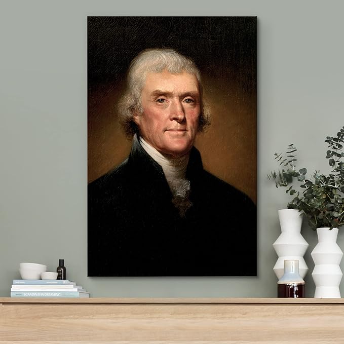 wall26 Canvas Print Wall Art Portrait of Thomas Jefferson People Pop Culture Historical Realism Famous Closeup Colorful Multicolor Classical for Living Room, Bedroom, Office - 24"x36"