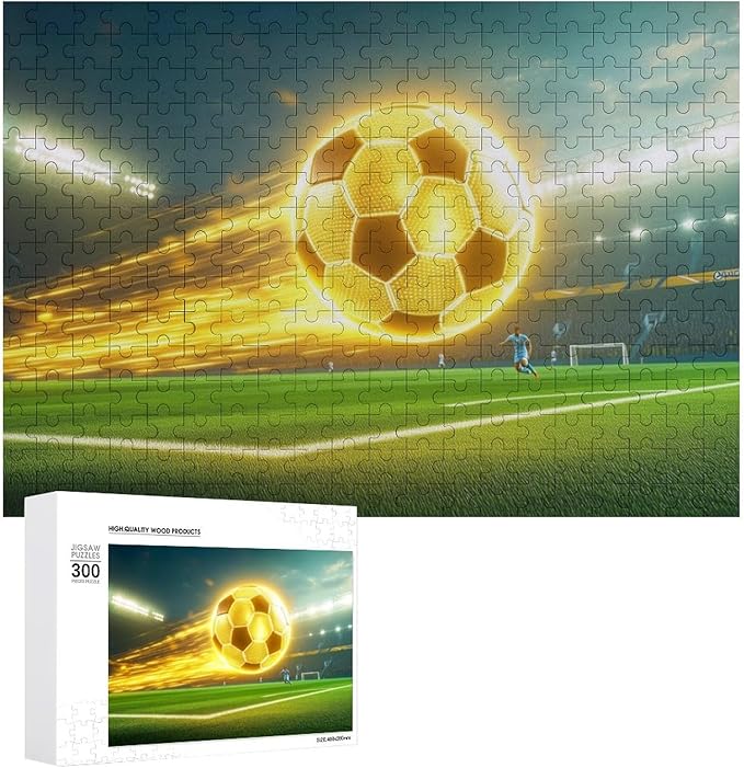 Wooden Puzzle - Football Soccer Ball Jigsaw Puzzles，Wooden Puzzles for Adults 300 Pieces Challenge Puzzles，Educational Games，Family Puzzles，Unique Gifts for Wall Art