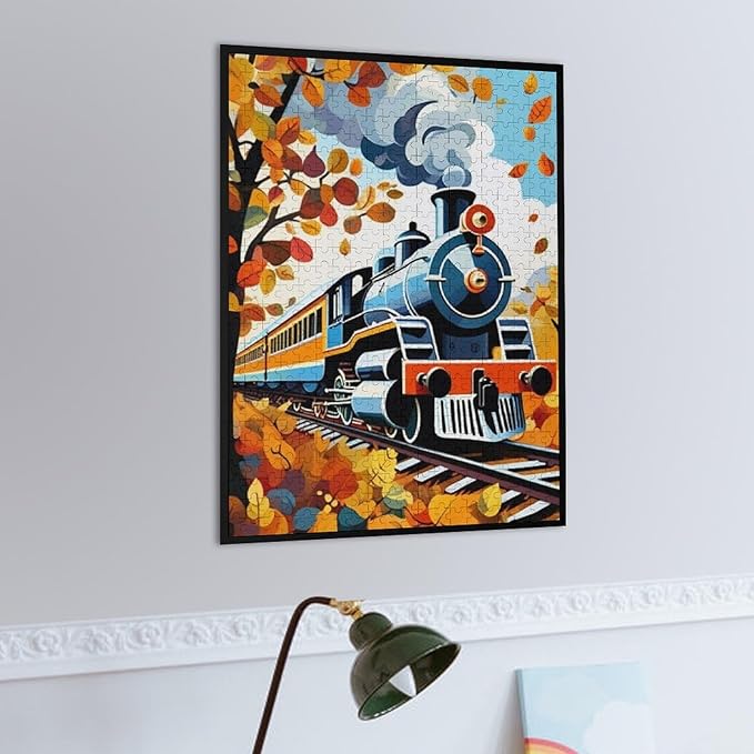 Puzzles for Adults 500 Pieces Wooden Jigsaw Puzzle - Maple & Steam Train Theme Puzzle，Party Games，Family Toys，Educational Puzzles，Stress Relief Wooden Puzzle，Gifts for Family，Colleagues and Friends