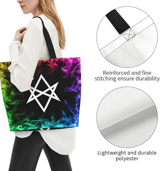 Unicursal Hexagram Large Reusable Eco-friendly Shopping Bags Portable Storage Handbag