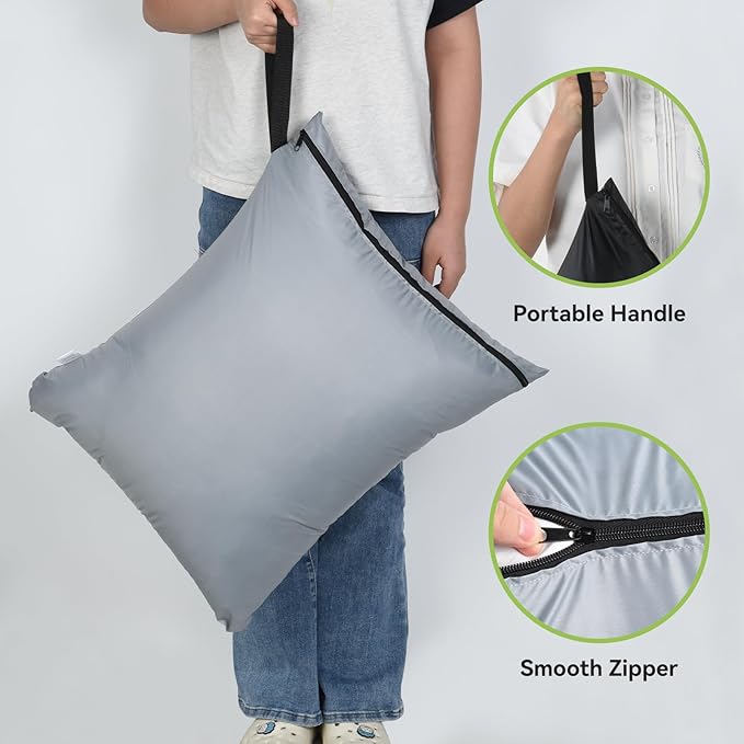 OTraki 2Pcs Exlarge Wet Bag 24x32 inch Reusable Waterproof Wet Dry Bag with Zipper Handle Wet Clothes Washable Laundry Bag for Travel Swimsuit Beach Drying do not exceed 176℉ Black & Grey