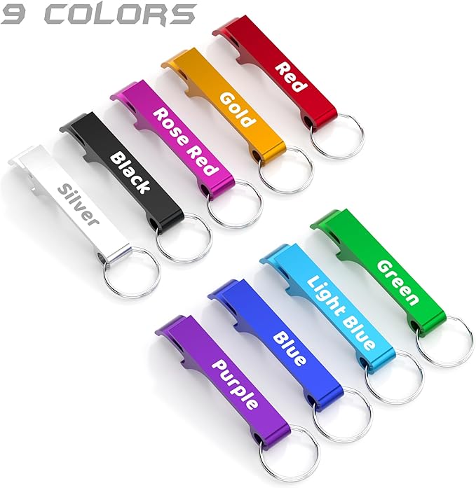 30 Pcs Personalized Bottle Opener Keychain, Engrave Your Own Logo Text Custom Aluminum Beer Bottle Opener Can Opener for Wedding Favors, Bar, Graduation, Birthday Party, Anniversaries (30 Pcs)