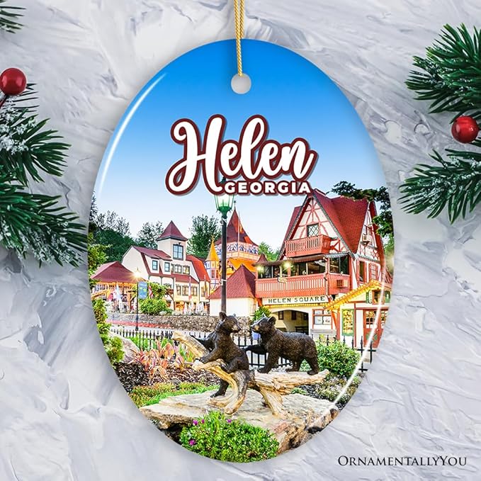Beautiful Helen Town Georgia Ornament, German-Inspired Alpine Village