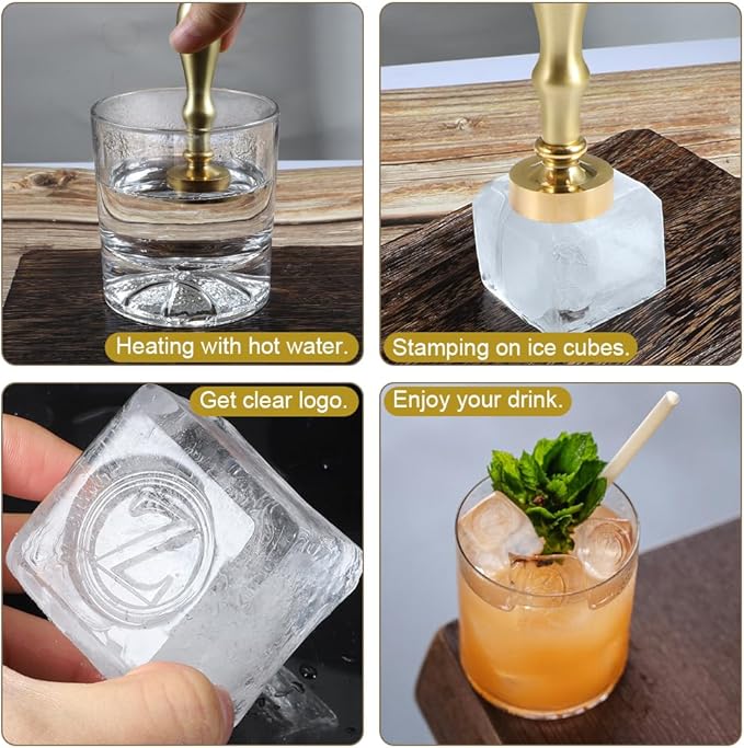 Ice Cube Stamp for Cocktails Ice Stamp Brass Head with Handle, Ice Branding Stamp for Ice Cubes Cocktail Whiskey Drinks Party Wedding Making DIY Crafting (Letter Z)