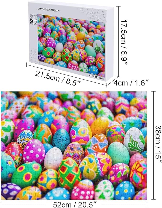 Wooden Puzzle - Easter Eggs Jigsaw Puzzles，Wooden Puzzles for Adults 500 Pieces Challenge Puzzles，Educational Games，Family Puzzles，Unique Gifts for Wall Art,Funnny Puzzles