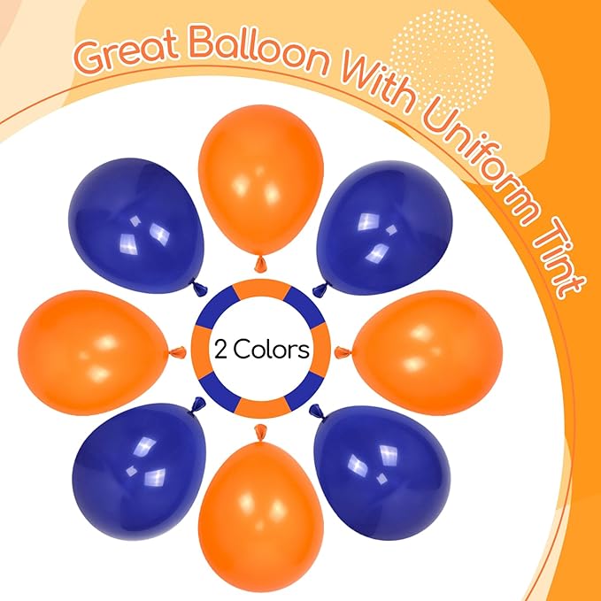 60pcs Royal Blue and Orange Balloons 12inch with Orange and Blue Balloons for Graduation Birthday Party Decorations