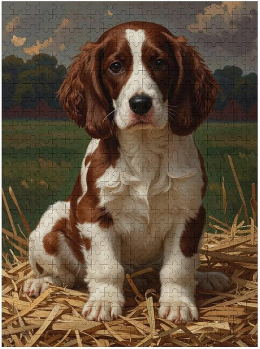Wooden Puzzle 500 Pieces - English Springer Spaniel Puppy Dog Puppy Dogs Puppies Jigsaw Puzzles， Exquisite Art Design，for Puzzles Challengers and Enthusiasts，Puzzle Games for Children and Adults