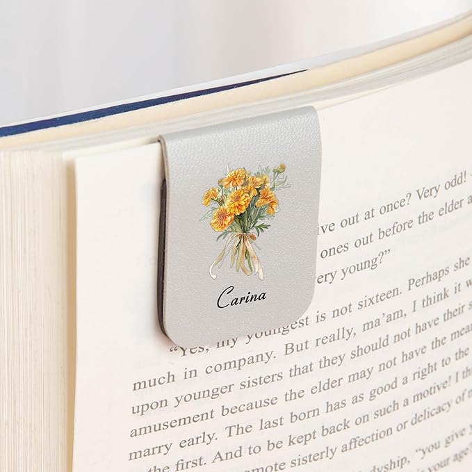 callie Personalized Magnetic Bookmark Clip - Custom Name & Birth Flower, Magnet Book Page Markers, Birthday Reading Gifts for Women Men Book Lovers