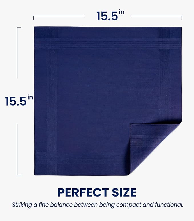 Selected Hanky 100% Pure Cotton Handkerchiefs with Stiching Assorted Color, 5 Colors