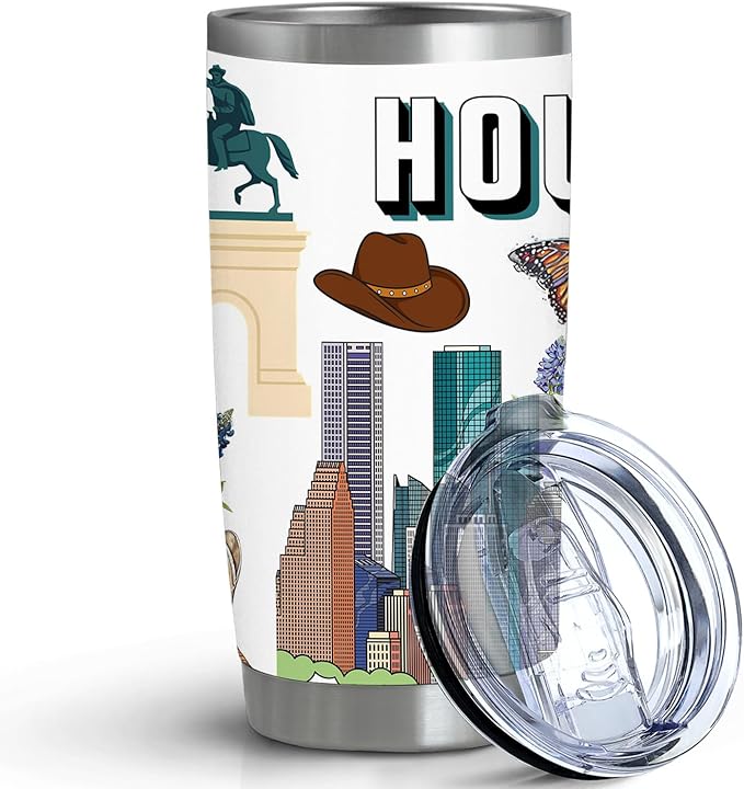 City Tumbler for City Lover,20oz Double Wall Vacuum Insulated Stainless Steel Coffee Cups (Houston)