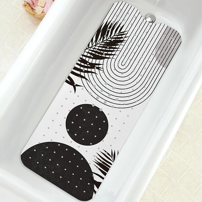 Bathtub Mat Non Slip, Bohemia Extra Long Bath tub Mat Shower Floor Mat with Suction Cups and Drain Holes for Adults Kids Elderly 40 X 16 Inch