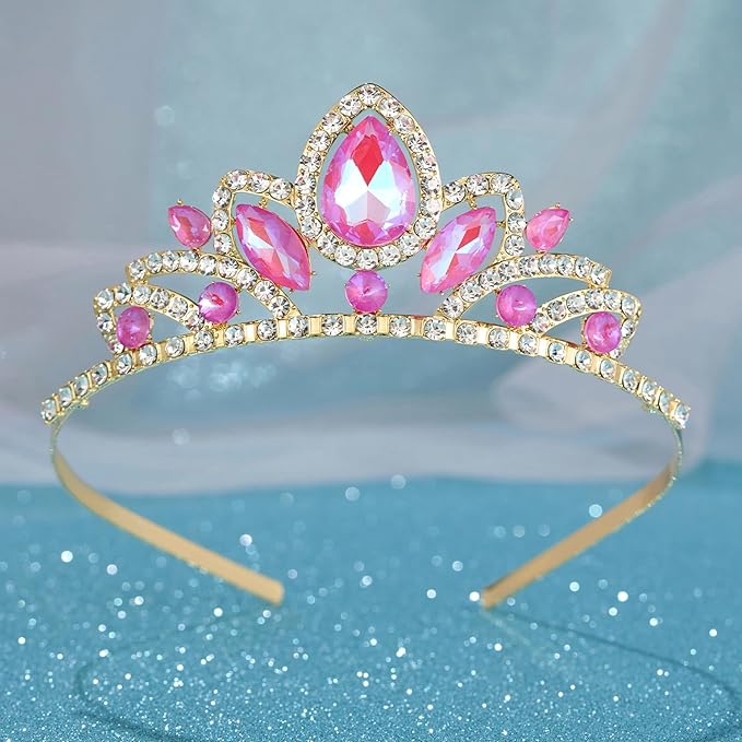 SWEETV Princess Tiara for Little Girls,Tiara Crown Headband Birthday Party Prom Costume Accessories Gift Toddler Kids Baby