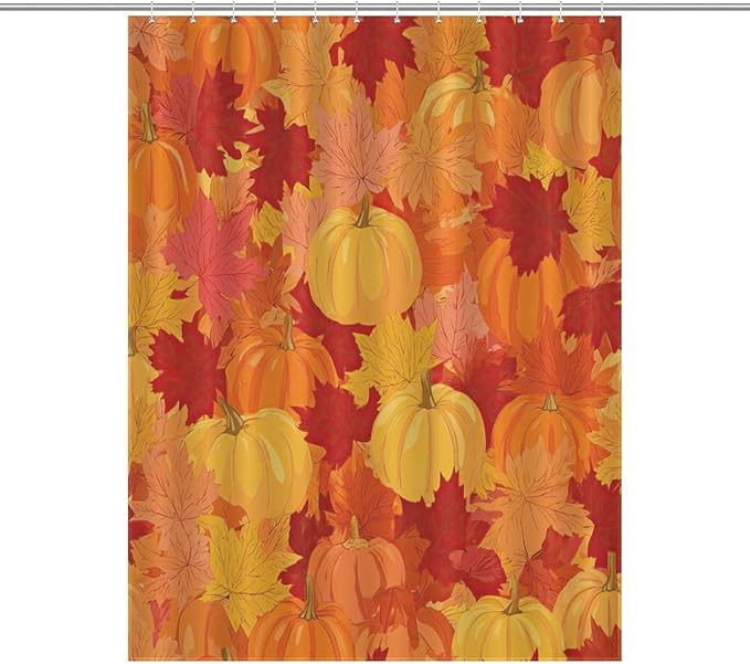 Autumn Pumpkins Fall Thanksgiving Shower Curtain Waterproof Washable Fabric Bathroom Shower Curtains for Bathroom Decorations Home Indoor Decor 53x72Inch