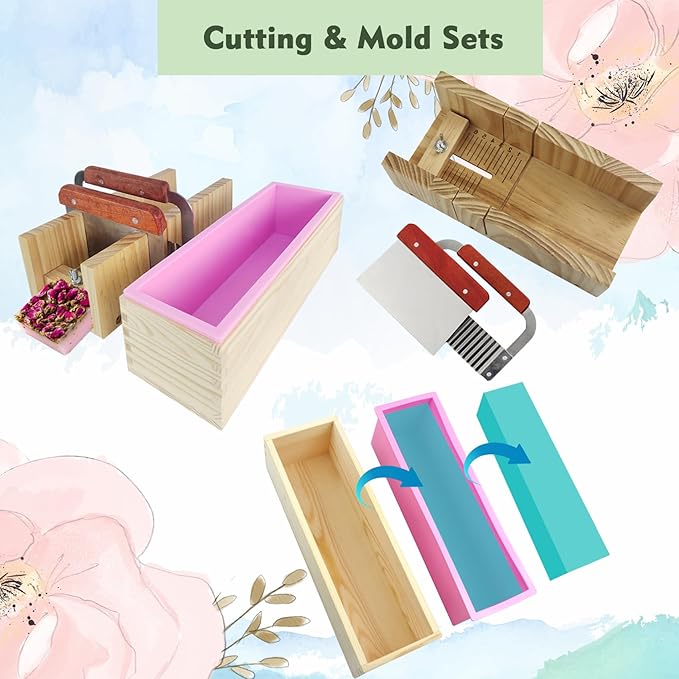 EDSRDRUS Soap Making Kit Series - Soap Making Supplies with Glycerin Soap Base, Silicone Molds, Fragrance Oils, Pigments & More (Green Advanced Soap Making Kit)
