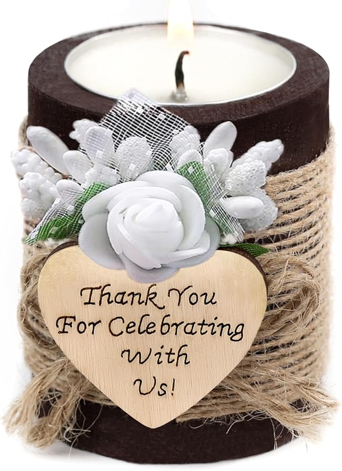 50 Piece Set of Wooden Tealight Candle Holders, Wedding Party Favors, Candle Favors, Guests Return Gifts, Bridal Shower Favors, Baby Shower Favor for Guests. (Dark Brown 50 pcs)