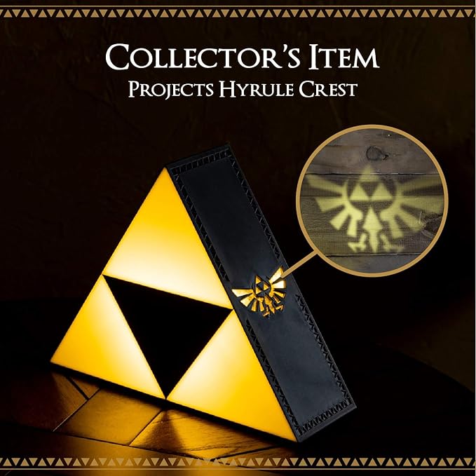 Legend of Zelda Triforce Hero Night Light, Projects The Hyrule Crest, Collectible Novelty Gamer Gift for Nostalgist Video Game Enthusiast by Paladone