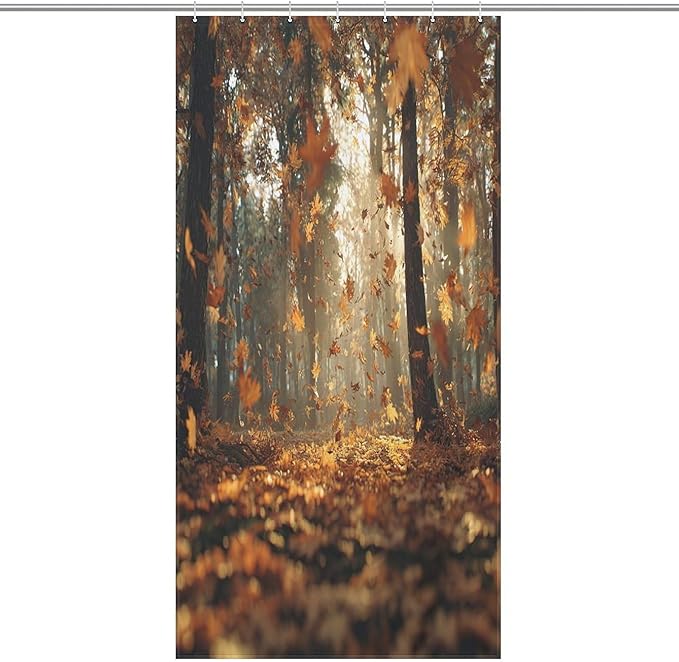 Fall Tree Shower Curtain Autumn Maple Tree Yellow Orange Leaves Brown Branch Waterproof Washable Fabric Bathroom Shower Curtains for Bathroom Decorations Home Indoor Decor 35x72Inch