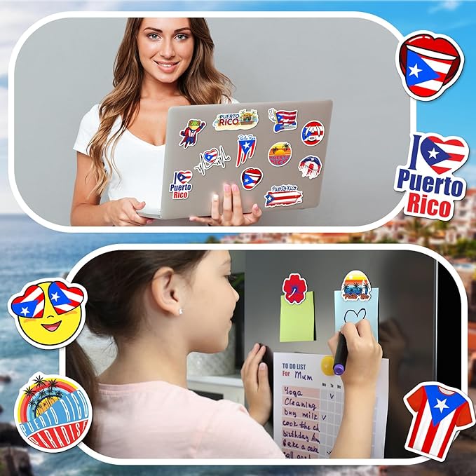 Konohan 30 Pcs Puerto Rico Souvenirs Gifts Puerto Rico Magnet for Refrigerator City Magnetic Refrigerator Stickers for Home Decoration
