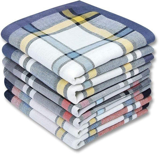 Zenssia Soft Men's Cotton Handkerchiefs with Assorted Color 6 Piece Gift Set
