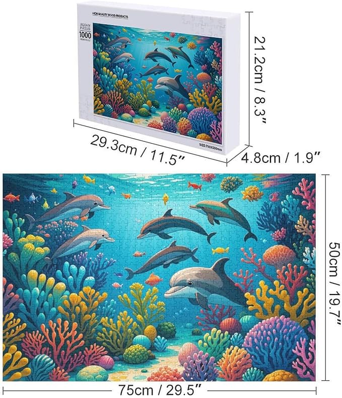 Wooden Puzzle - Sea World Wooden Puzzles for Adults 1000 Pieces Challenge Puzzles，Educational Games，Family Puzzles，Unique Gifts for Wall Art ，Funny Puzzles