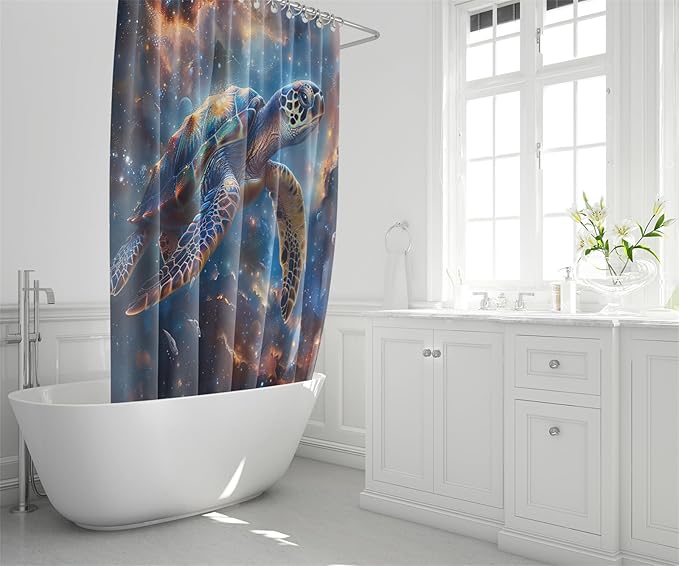 4 Pcs Sea Turtle Shower Curtain Set - Kids Bathroom Set Ocean Shower Curtains Turtle Shower Curtains for Bathroom Shower Curtain Set with Rug,Toilet Cover and Bath Mat with 12 Hooks