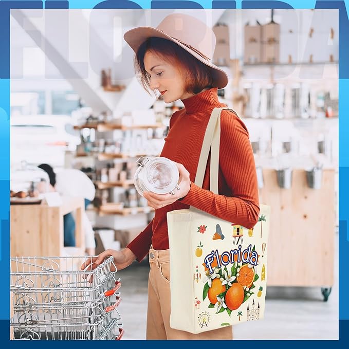 Large Canvas Tote Bags Decorative Themed City Souvenir Gift Bags with Handle Shopping Basket Reusable