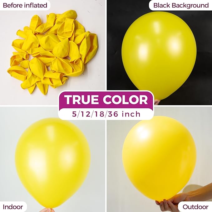 Bezente Yellow Giant Balloons 36 Inch - 8 Pack Jumbo Yellow Balloons Large Round Yellow Latex Balloons for Bridal Shower Birthday Sunflower Theme Party Decorations