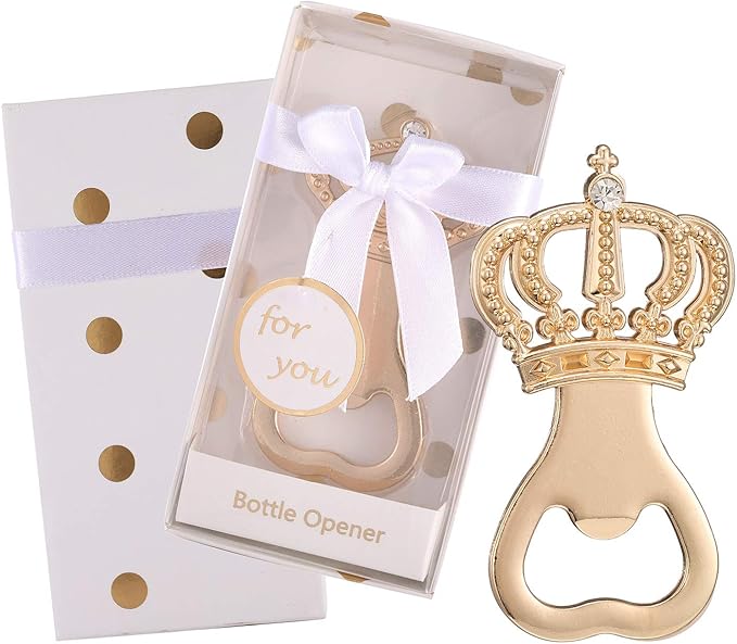 Pack of 24 Gold Crown Bottle Opener Wedding Favors,Party Favors for Guest Souvenir Gift for Baby Shower Birthday Party Decorations and Supplies by Layseri (Crown White, 24)