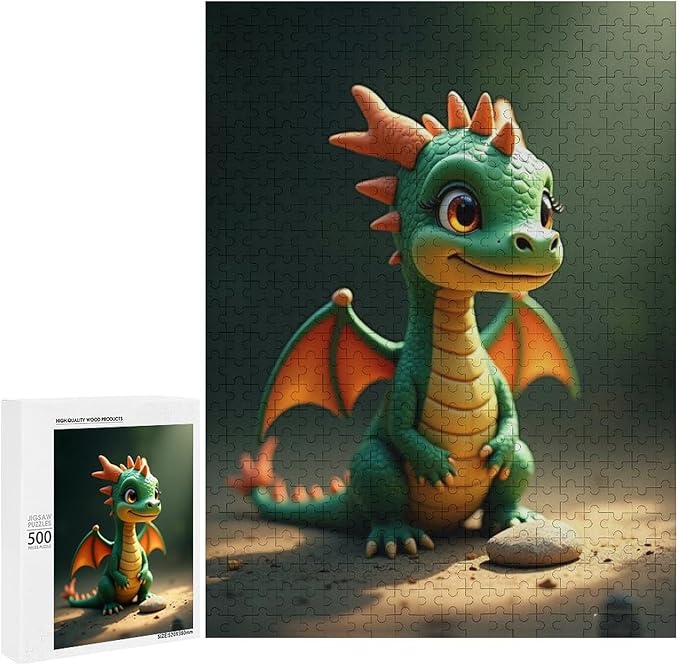 Wooden Puzzle - Green Dragon Jigsaw Puzzles，Wooden Puzzles for Adults 500 Pieces Challenge Puzzles，Educational Games，Family Puzzles，Unique Gifts for Wall Art