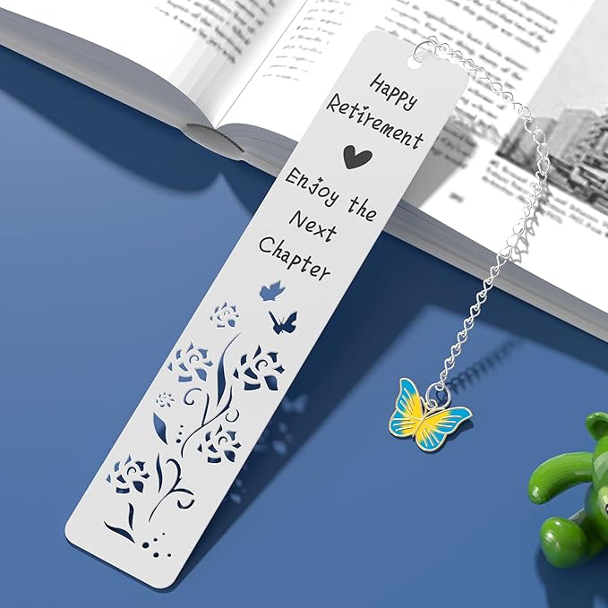 Retirement Gifts for Women, Kaluofan 2026 Teacher Retirement Gift for Women, Bookmarks for Women, Happy Retirement Enjoy The Next Chapter Bookmark with Butterfly Pendant Best Wishing Gifts